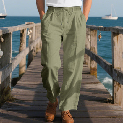 Herren Sommerhose Leicht Baumwolle Bequem Mit Kordelzug
