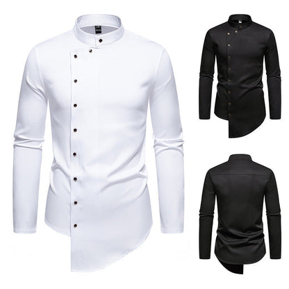Herren Hemd Modern Asymmetrisch Eleganter Kragen