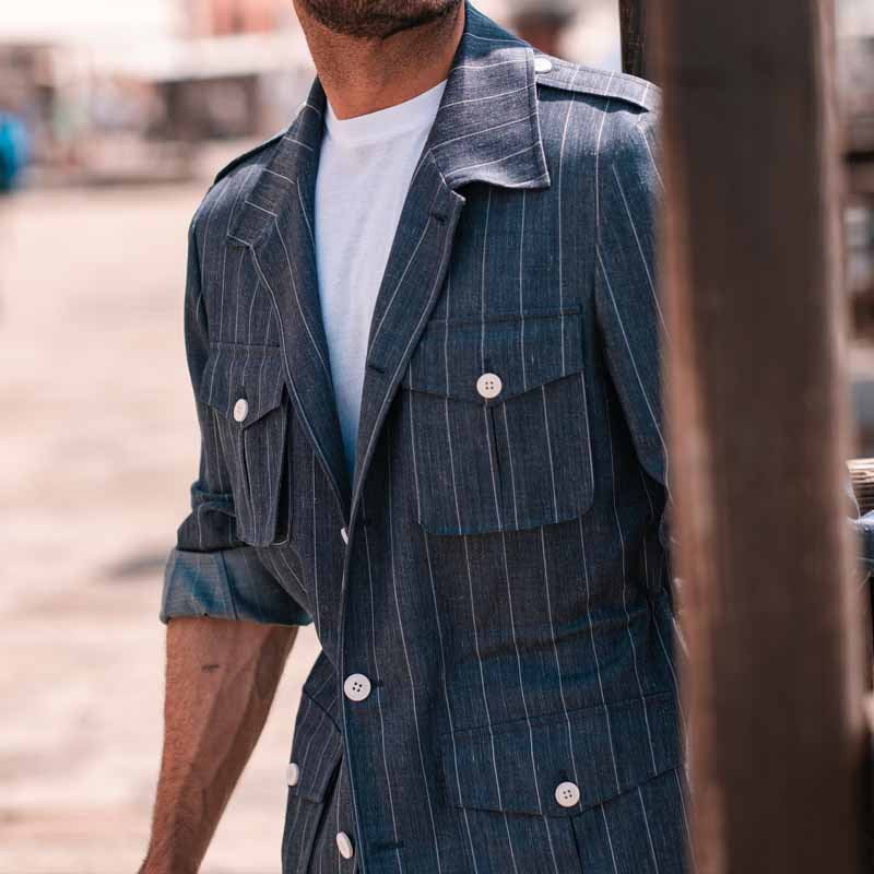 Herren Utility-Jacke Gestreift Modern Urban