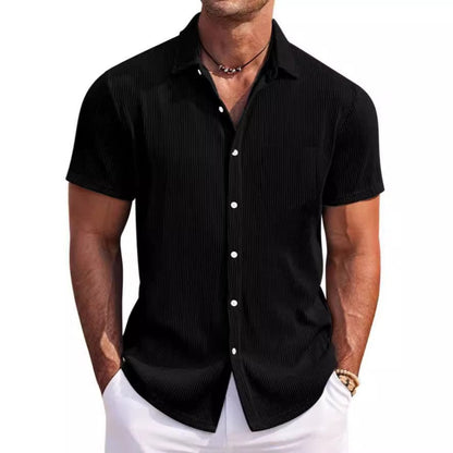 Herren Hemd Kurzarm Modern mit Streifenmuster Slim Fit