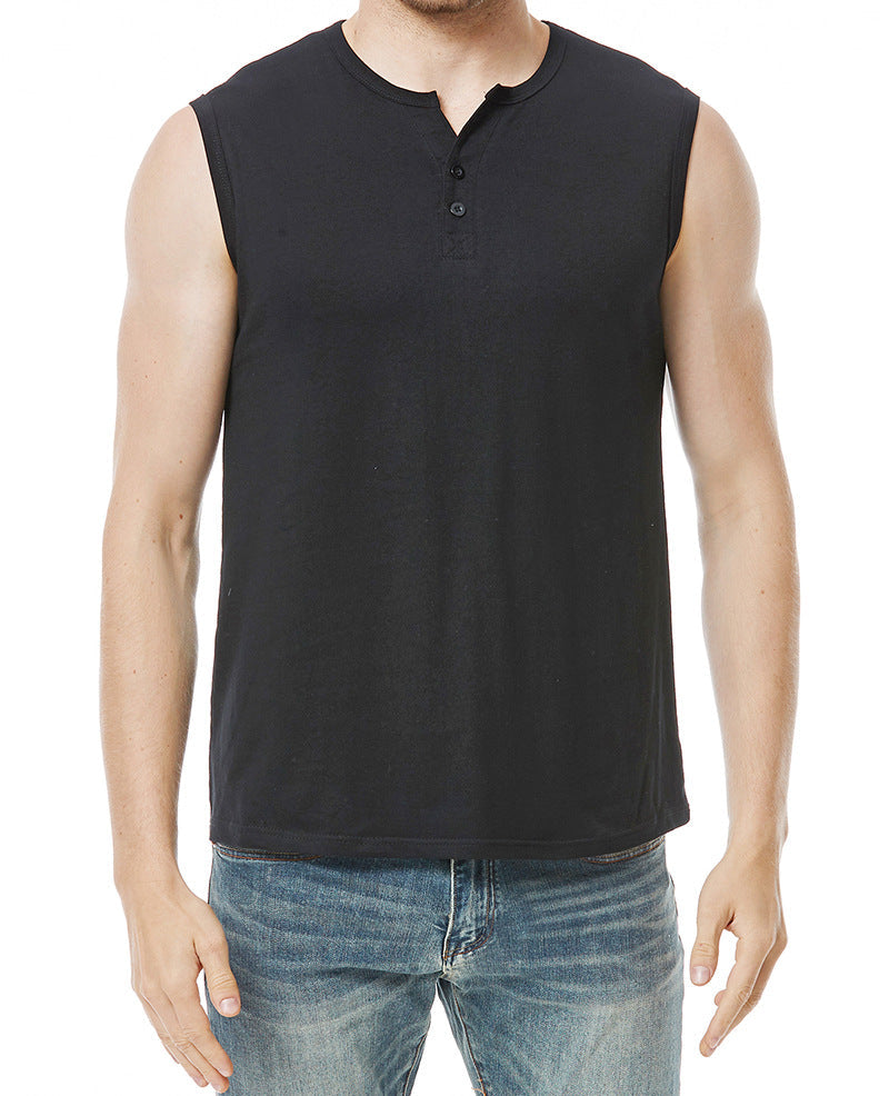 Herren Ärmelloses Hemd Modern Knopfleiste Slim Fit