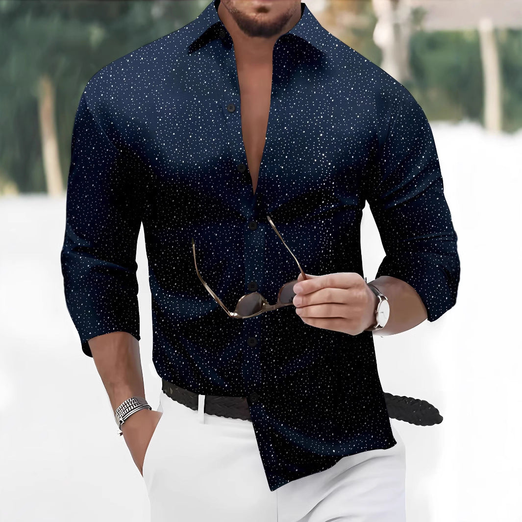 Herren Langarmhemd Modern mit Punktemuster Trendy