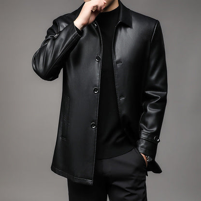 Herren Lederjacke Elegant Schnitt mit Taschen - BerlinGlamour