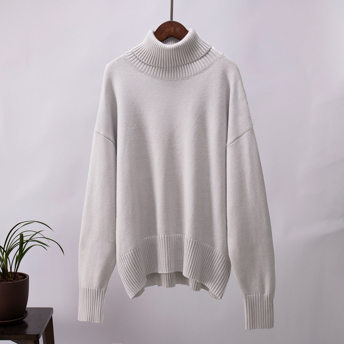 Damen Strickpullover Lässig Warm mit Rippenbund