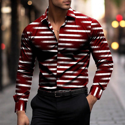 Herren Langarmhemd Modern Streifen Design Slim Fit