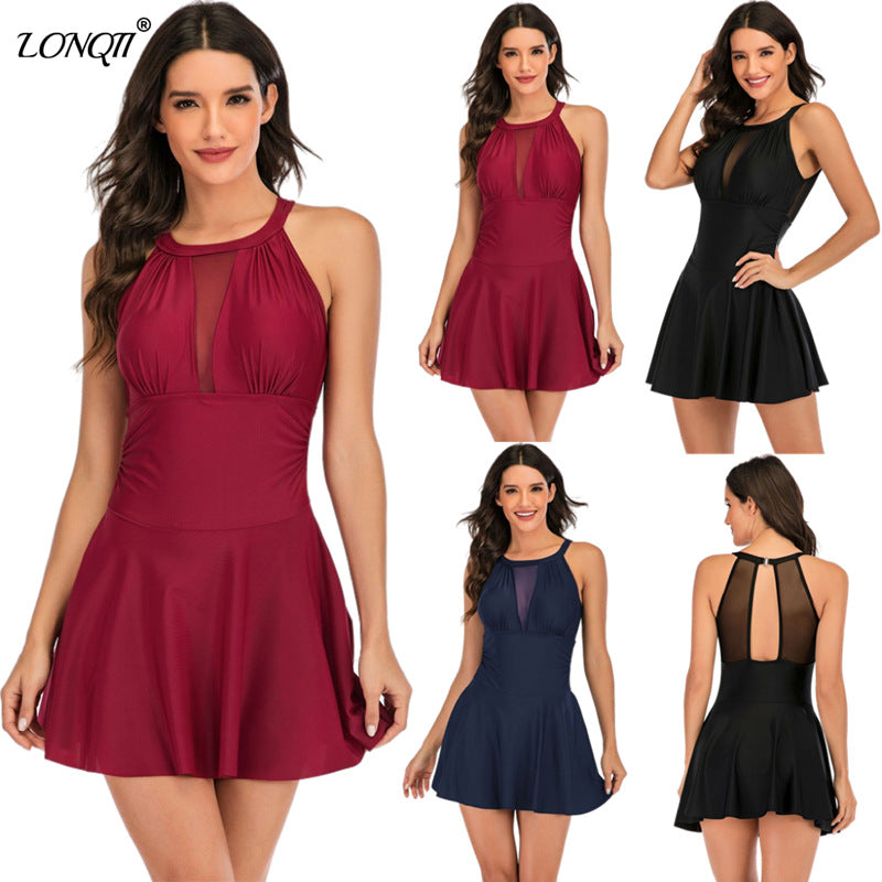 Damen Badeanzug Einteilig Mit Netzoberteil Elegantes Design - BerlinGlamour