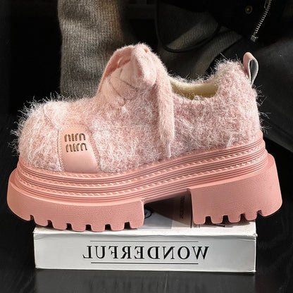 Damen Plateau Sneaker Atmungsaktiv Mit Kuscheligem Obermaterial