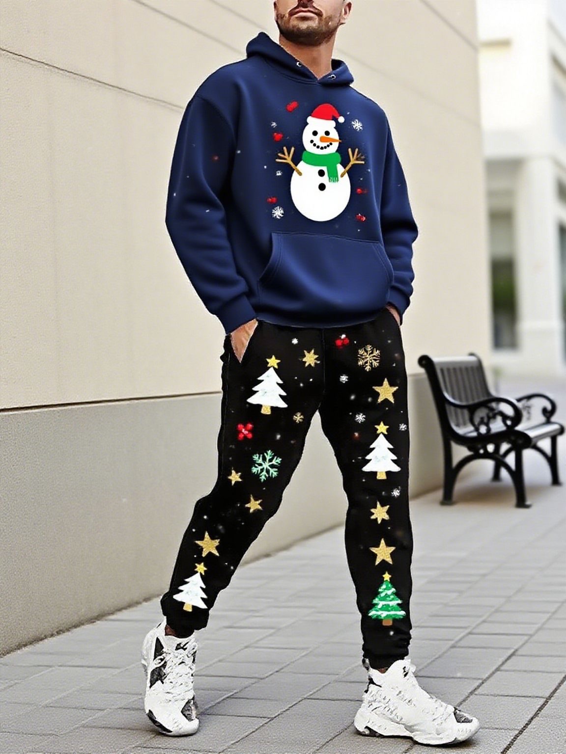 Weihnachts Pullover Set Herren Kapuzenpullover Jogginghose