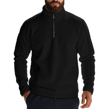Herren Fleecepullover Reißverschluss Kragen Warm Modern