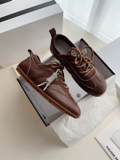 Damen Sport Schuhe Leder Freizeit Schuhe Schnürsenkel
