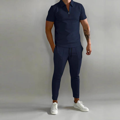 Herren Polo-Shirt Sportlich Slim-Fit mit Reißverschluss Modern
