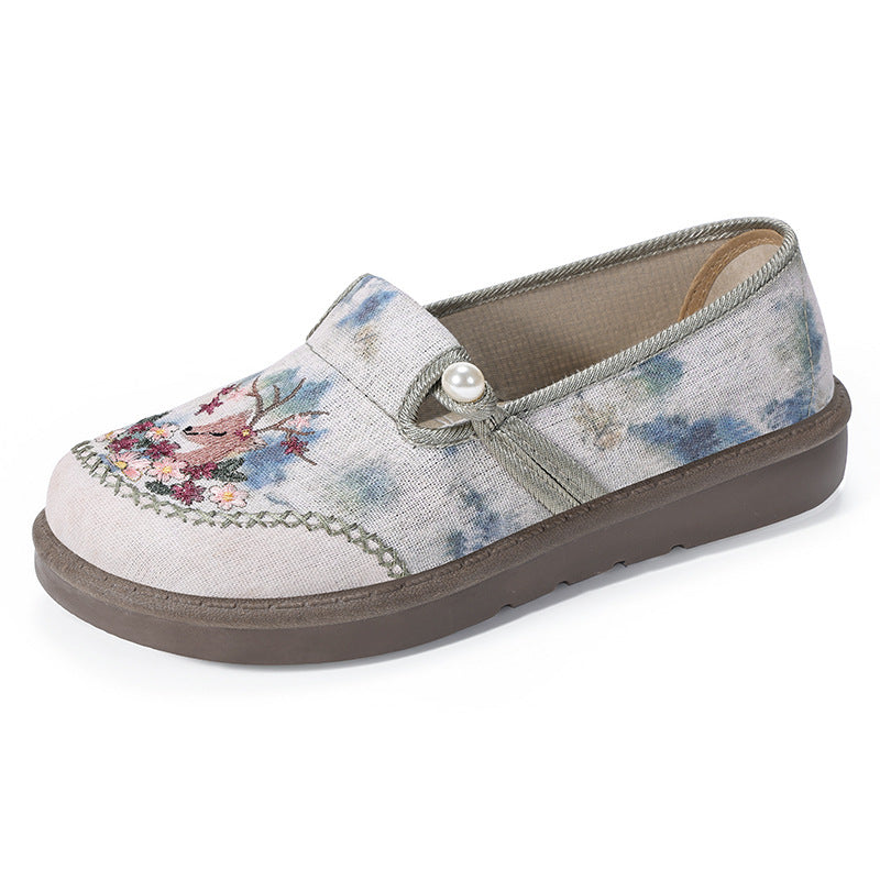 Damen Pantoletten Bequem Stoff Elastisch Floral