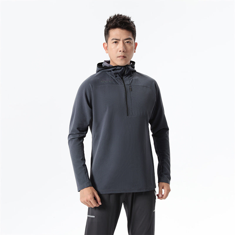 Herren Sportoberteil Atmungsaktiv Kapuze Funktionsshirt