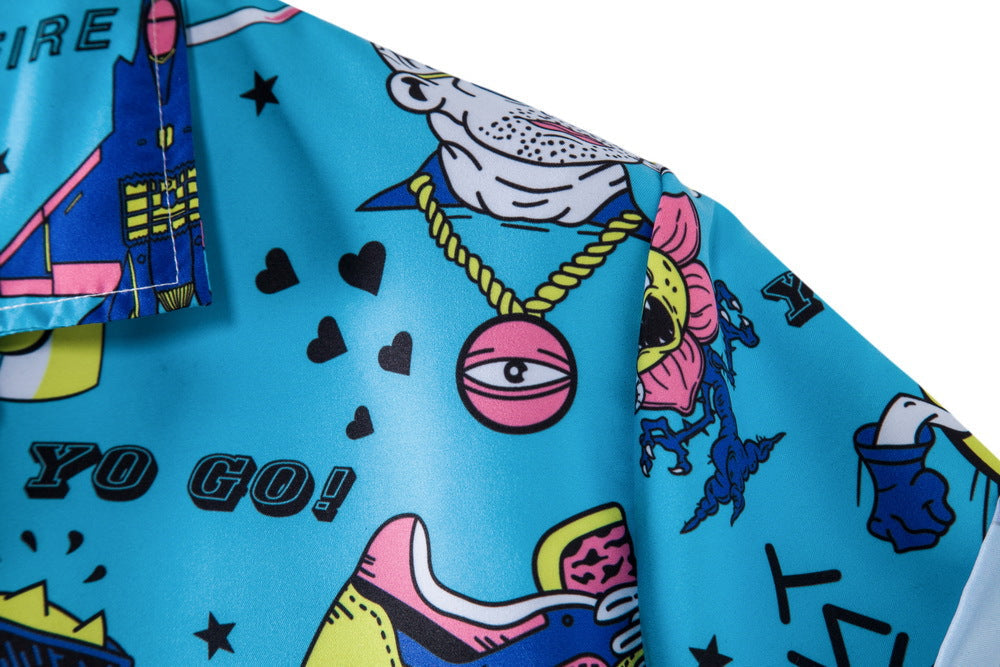 Männer Kurzarmhemd mit Trend-Druck Berlin Style