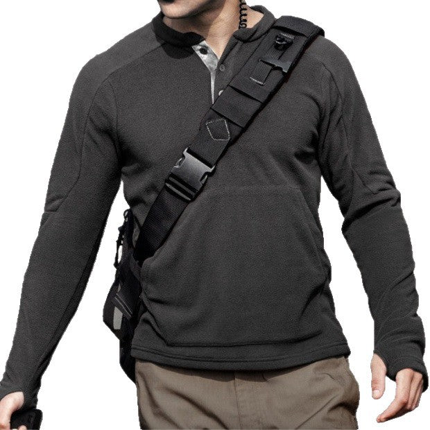 Herren Fleece Pullover Stehkragen Knöpfe Modern
