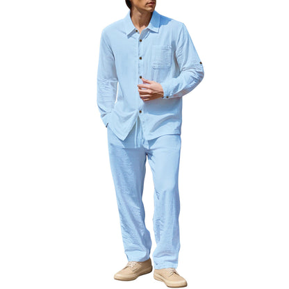 Leinen Hemden Set Herren Lässig Sommer