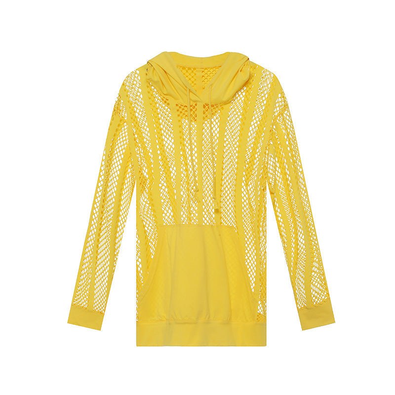 Herren Mesh-Hoodie Atmungsaktiv Kapuze Sportlich