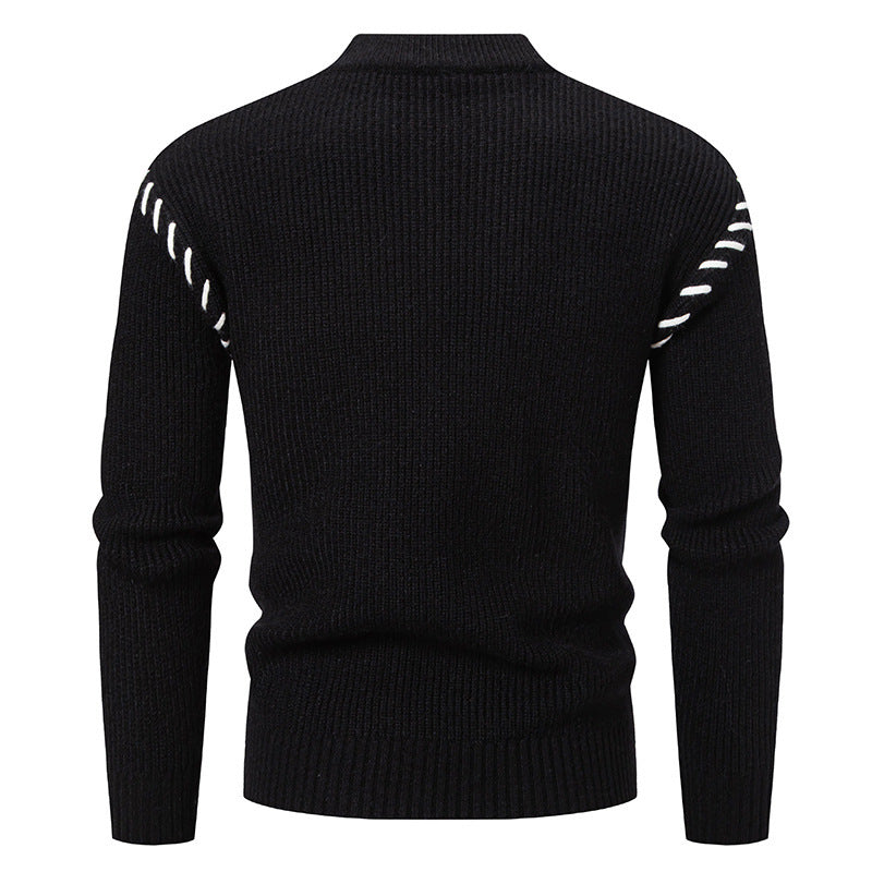 Herren Pullover Strick Modern Hochkragen Zopfmuster Trendy