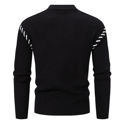 Herren Pullover Strick Modern Hochkragen Zopfmuster Trendy