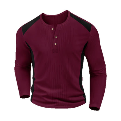 Herren Langarmshirt Lässig Modern Mit Knöpfen