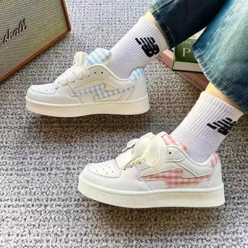 Damen Sneaker Sportlich Bequem Kariert