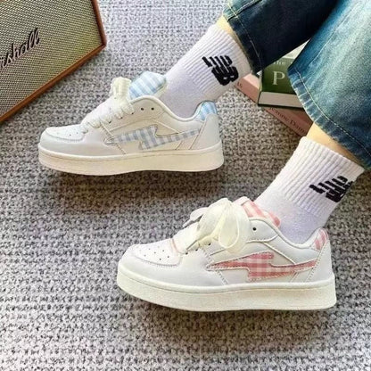 Damen Sneaker Sportlich Bequem Kariert