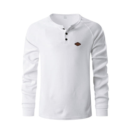 Herren Langarmshirt Weich Baumwolle Modern Knöpfe