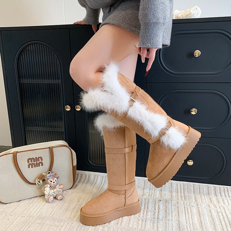 Damen Winterstiefel Kuschelig Weiches Kunstfell Warm