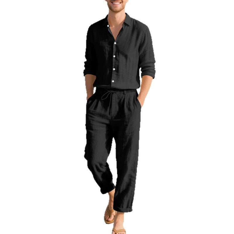 Herren Leinenhose Lässig Modern mit Kordelzug