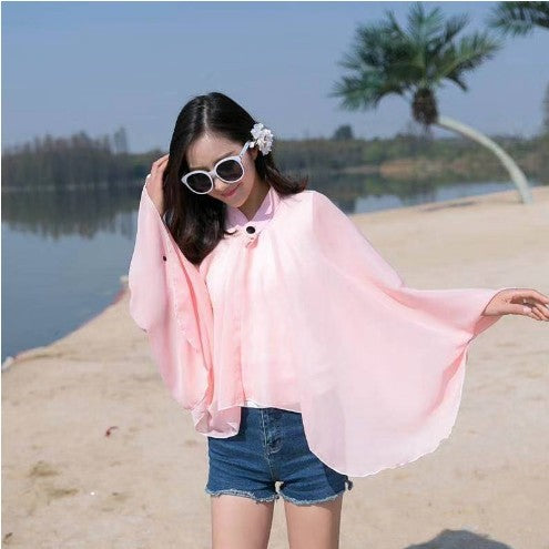 Damen Kimono Chiffon Leicht mit Weiten Ärmeln Sommer
