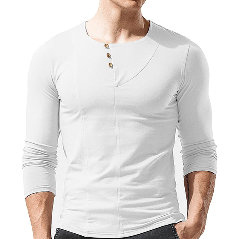 Herren Langarmshirt Elegantes Hemd mit Knöpfen Modern