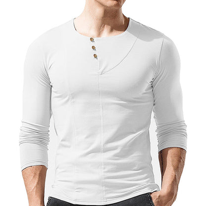 Herren Langarmshirt Elegantes Hemd mit Knöpfen Modern