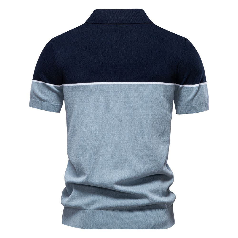 Herren Polo-Shirt Piqué-Textur Farbblock-Design Modern