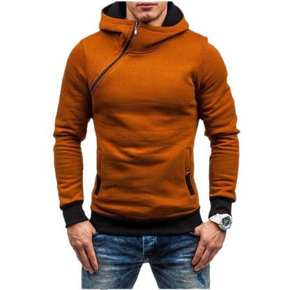 Herren Kapuzenpullover Stylish Reißverschluss Kontrast Ärmel