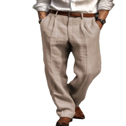 Herren Leinenhose Elegant Bein Gerafft Sommer