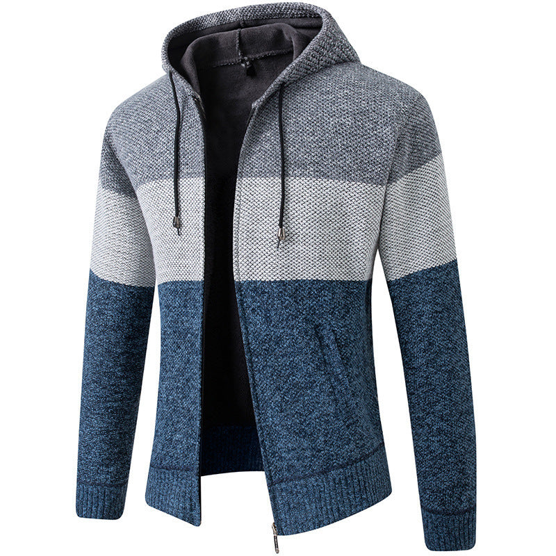 Herren Strickjacke Modern mit hohem Kragen und Taschen