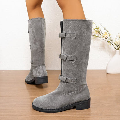 Damen Stiefel Overknee Schnalle Robust Winter