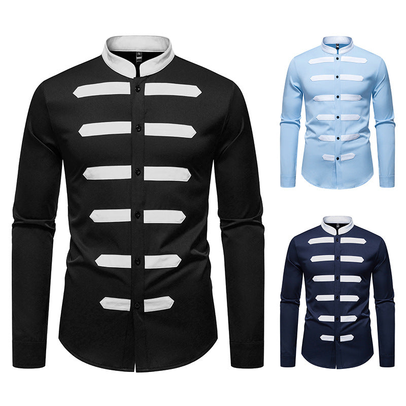 Herren Langarmhemd Modern mit Kontraststreifen SlimFit - BerlinGlamour