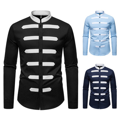 Herren Langarmhemd Modern mit Kontraststreifen SlimFit - BerlinGlamour