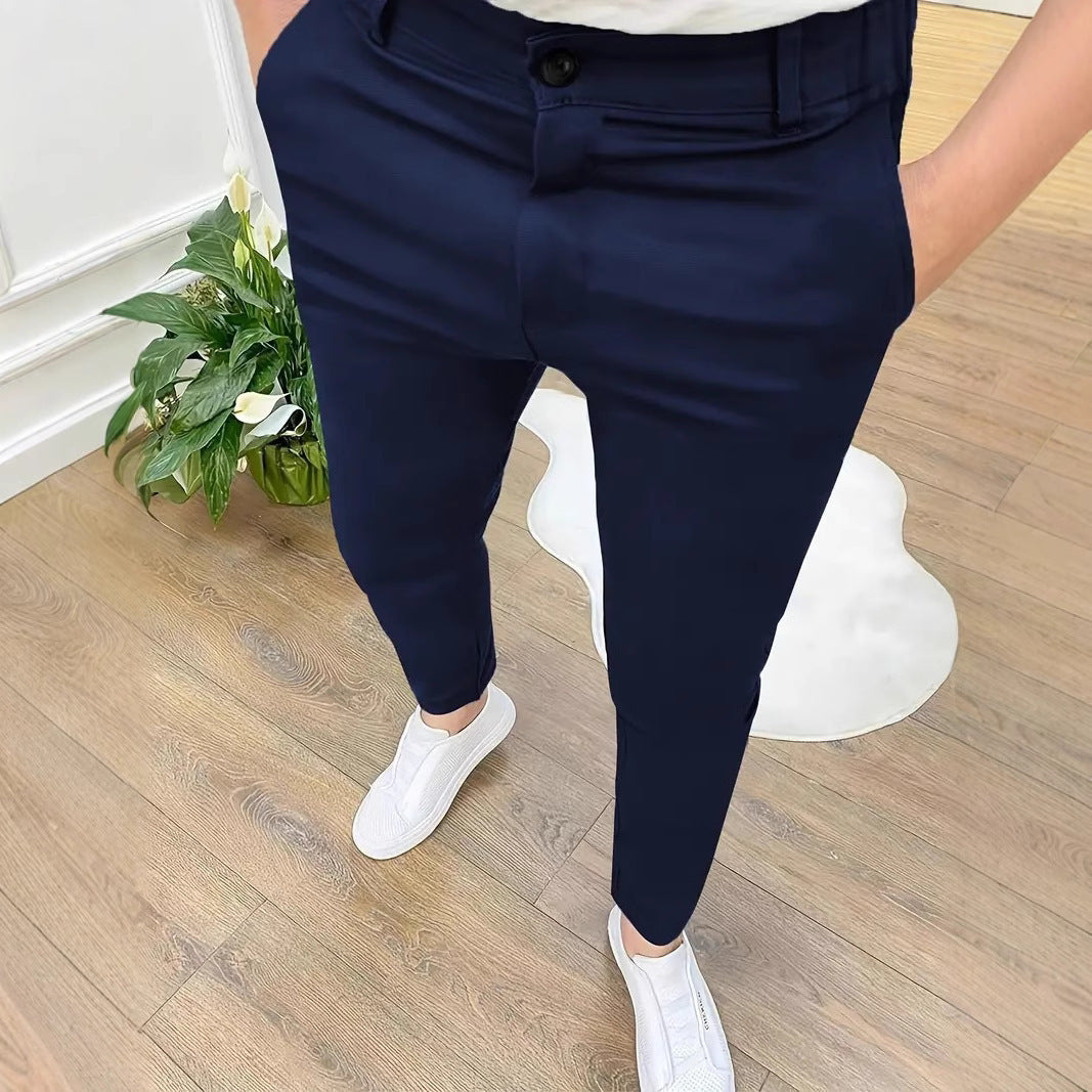 Herren SlimFit Hose Elastisch Mit Taschen Schwarz