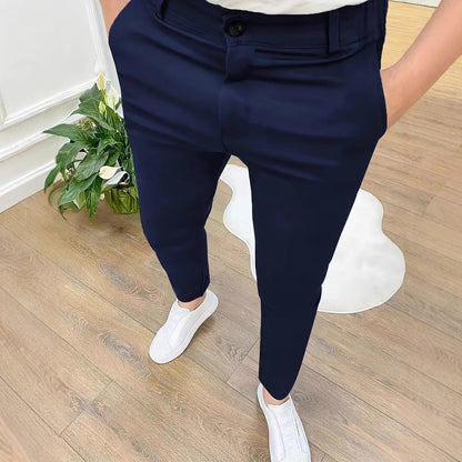 Herren Anzughose Slim Fit Hochwertig Elegant Schwarz