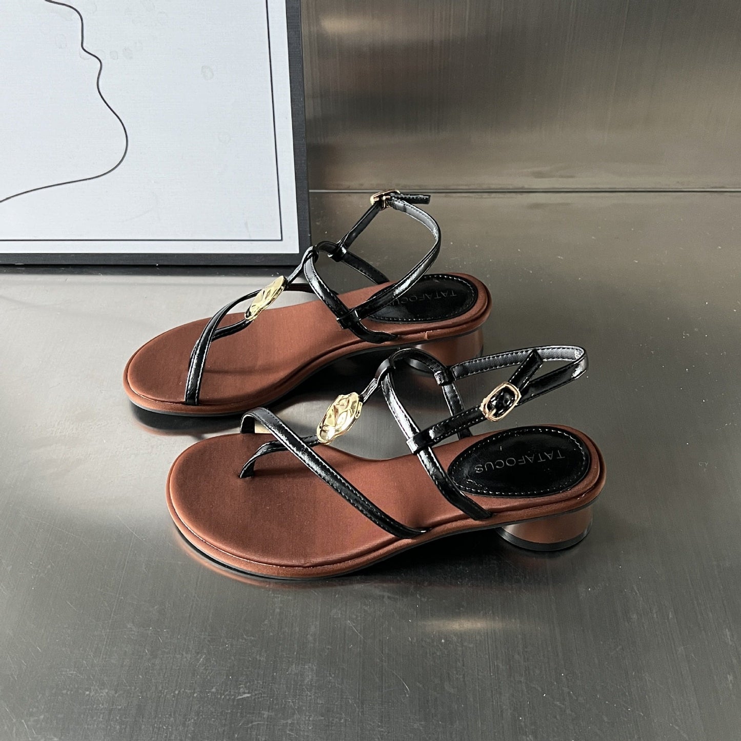 Damen Sandalen Elegante Komfortabsatz Schmuckstein