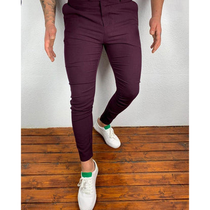 Herren Anzughose Slim Fit Elastisch Mit Taschen Modern