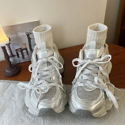 Damen Sneaker Sportlich Chunky Atmungsaktiv Reflektierend
