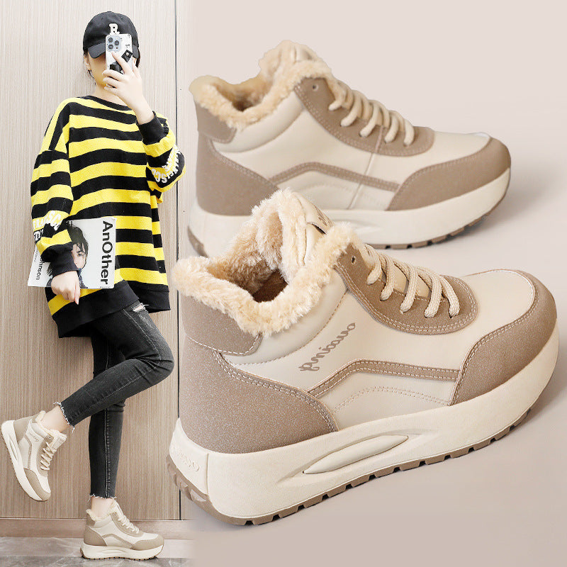 Damen Sneaker Sportlich High-Top Warmfleece Rutschfest