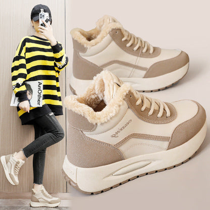 Damen Sneaker Sportlich High-Top Warmfleece Rutschfest