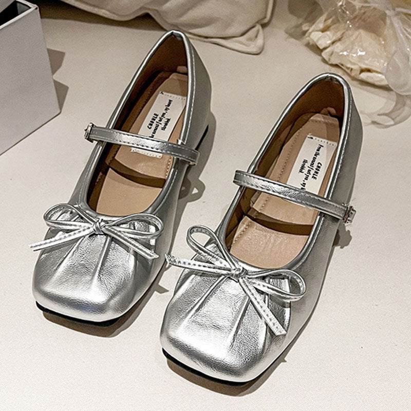 Damen Ballerinas Elegante Schleife Schnürsenkel Modisch