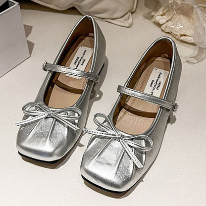 Damen Ballerinas Elegante Schleife Schnürsenkel Modisch