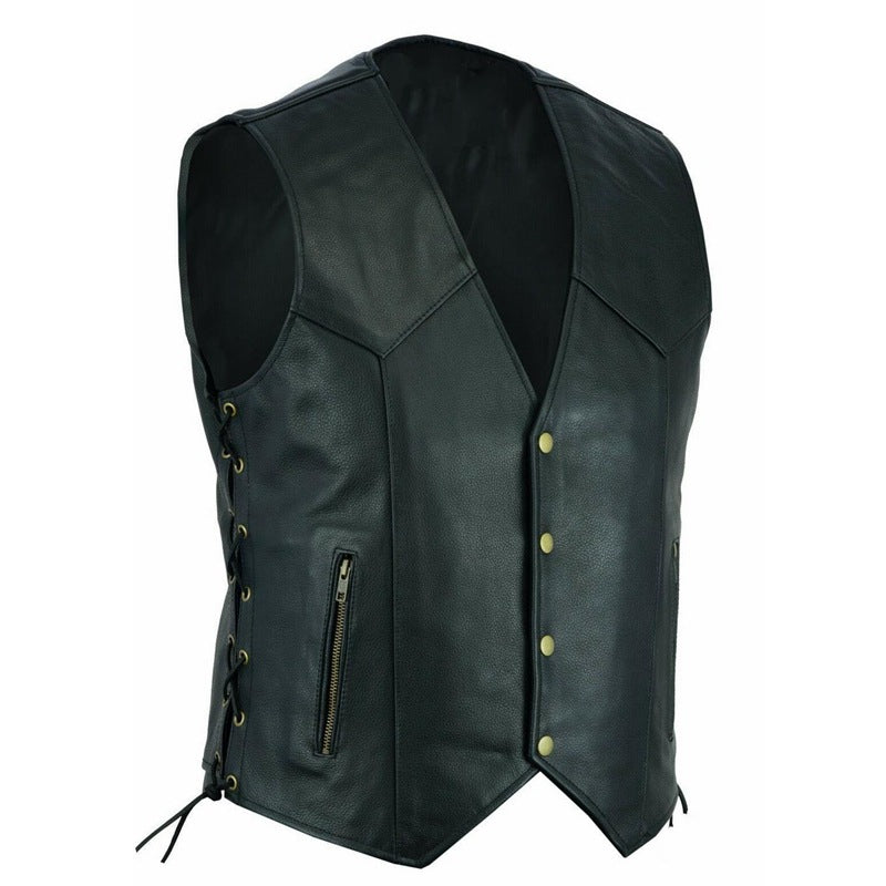 Herren elegante Lederweste mit seitlichen Taschen und praktischen Verschluss BerlinGlamour