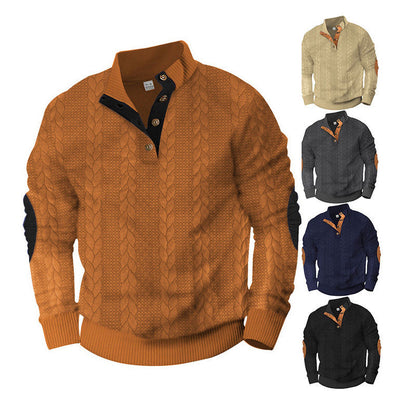Herren Strickpullover Kabelmuster Kurz Knöpfe Modern - BerlinGlamour
